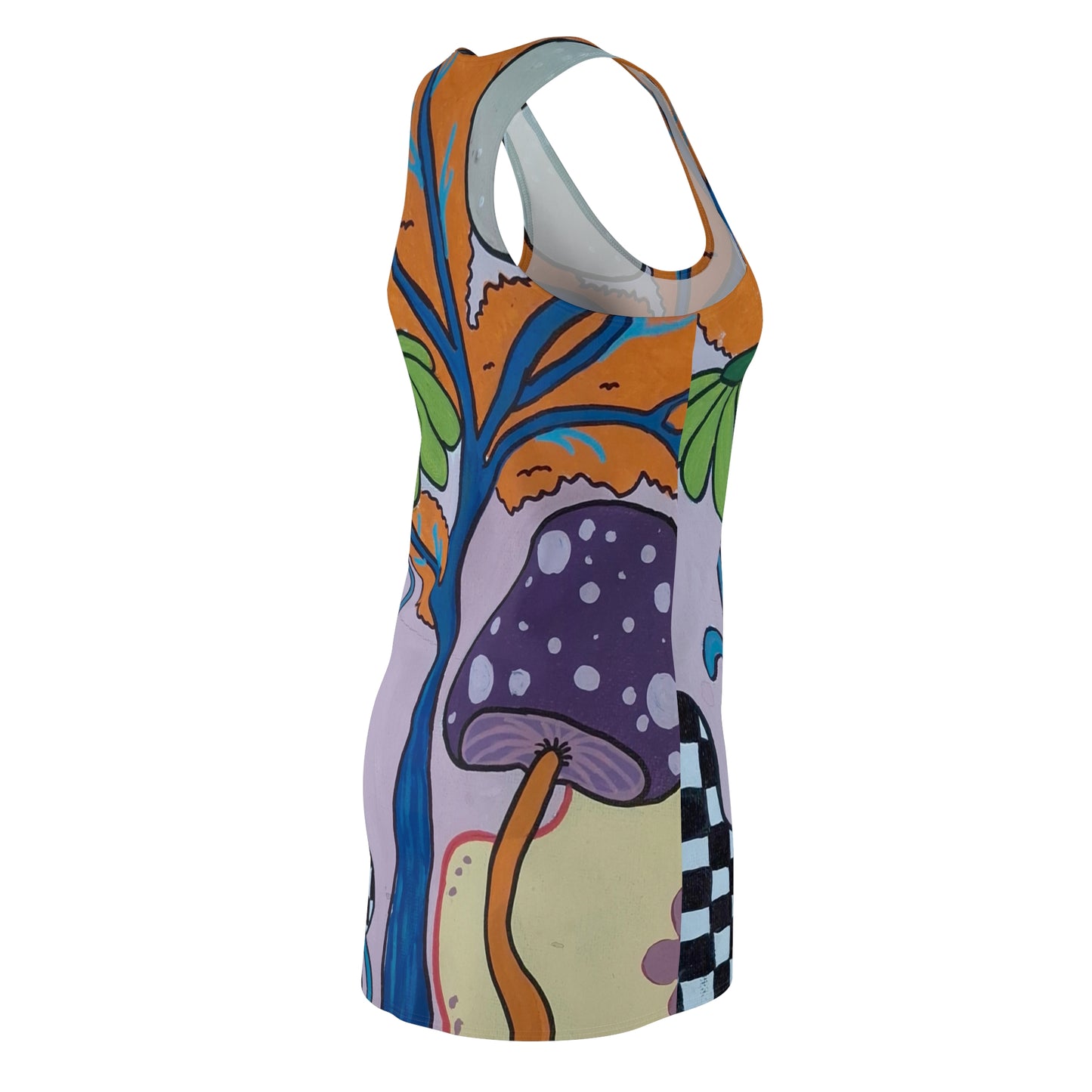 Mystic mushroom women's Cut & Sew Racer-back Dress (Peculiar Paintings Collection)