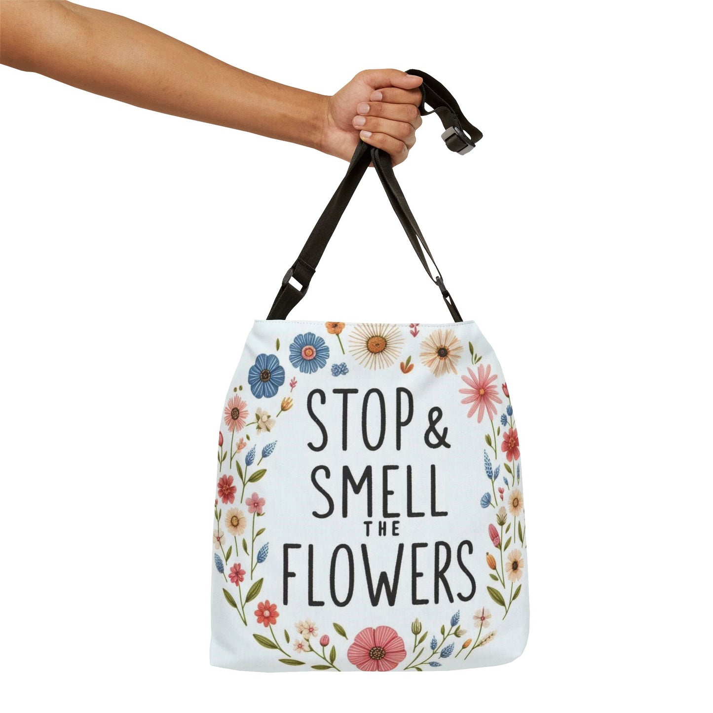 Smell The Flowers Adjustable Tote Bag (aiB & J Collections) PURPLE