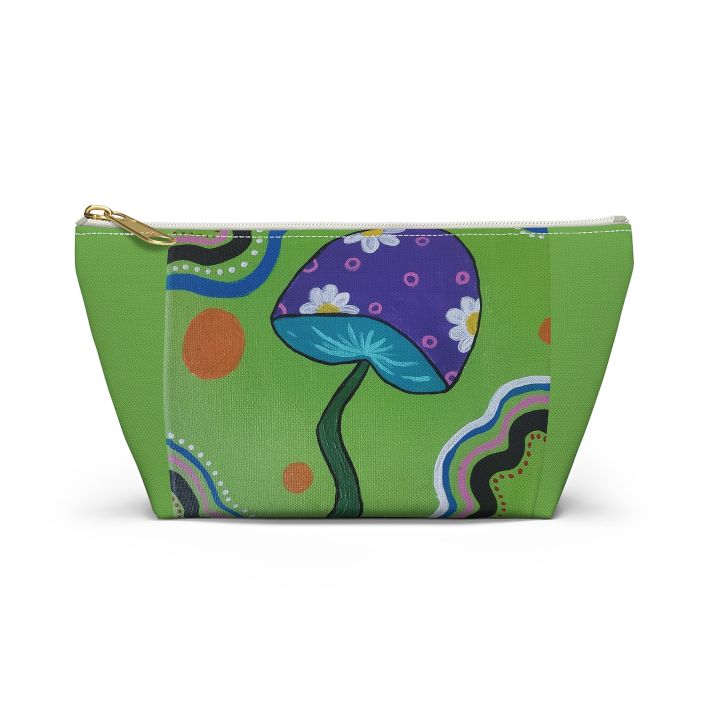 Marguerite Mushroom Pouch w T-bottom (Peculiar Paintings Collection) GREEN