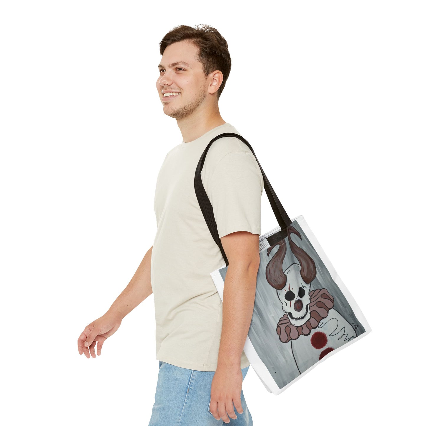 Toby The Clown Tote Bag (Peculiar Paintings Collection) WHITE