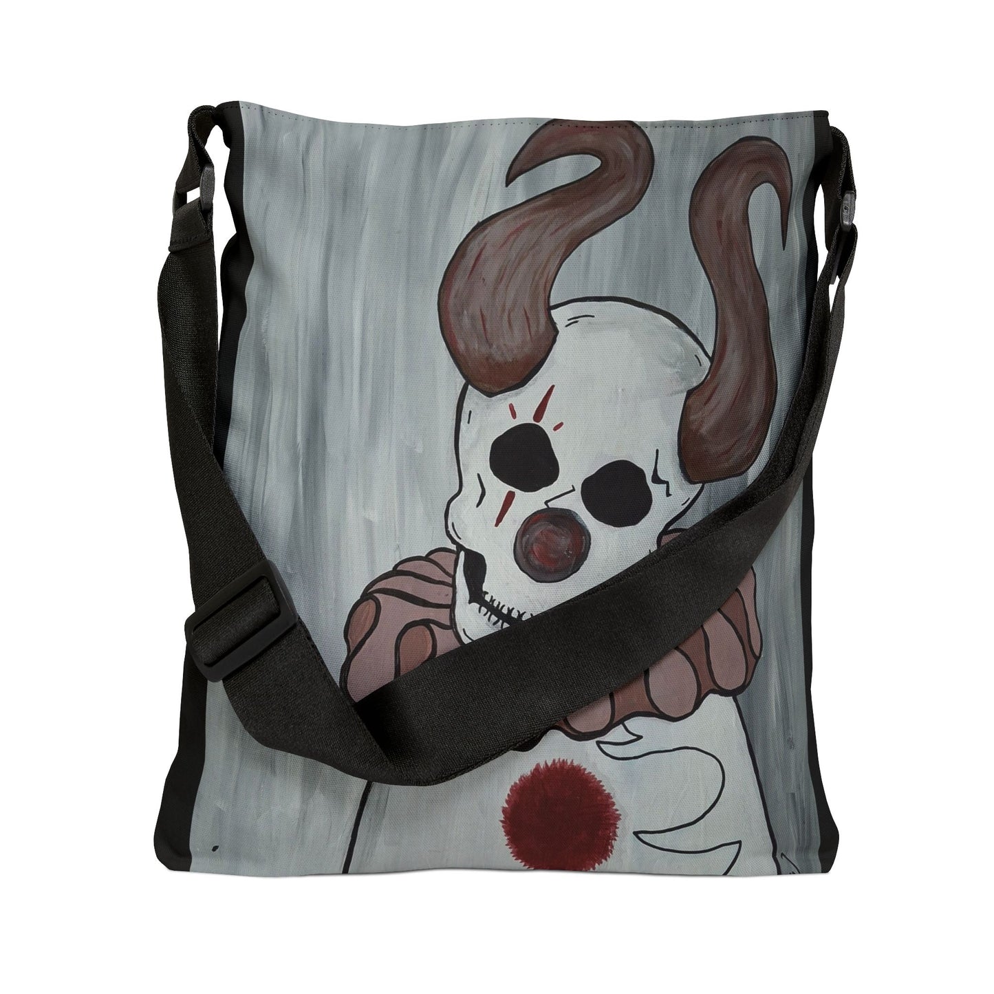 Toby The Clown Adjustable Tote Bag (Peculiar Paintings Collection) BLACK