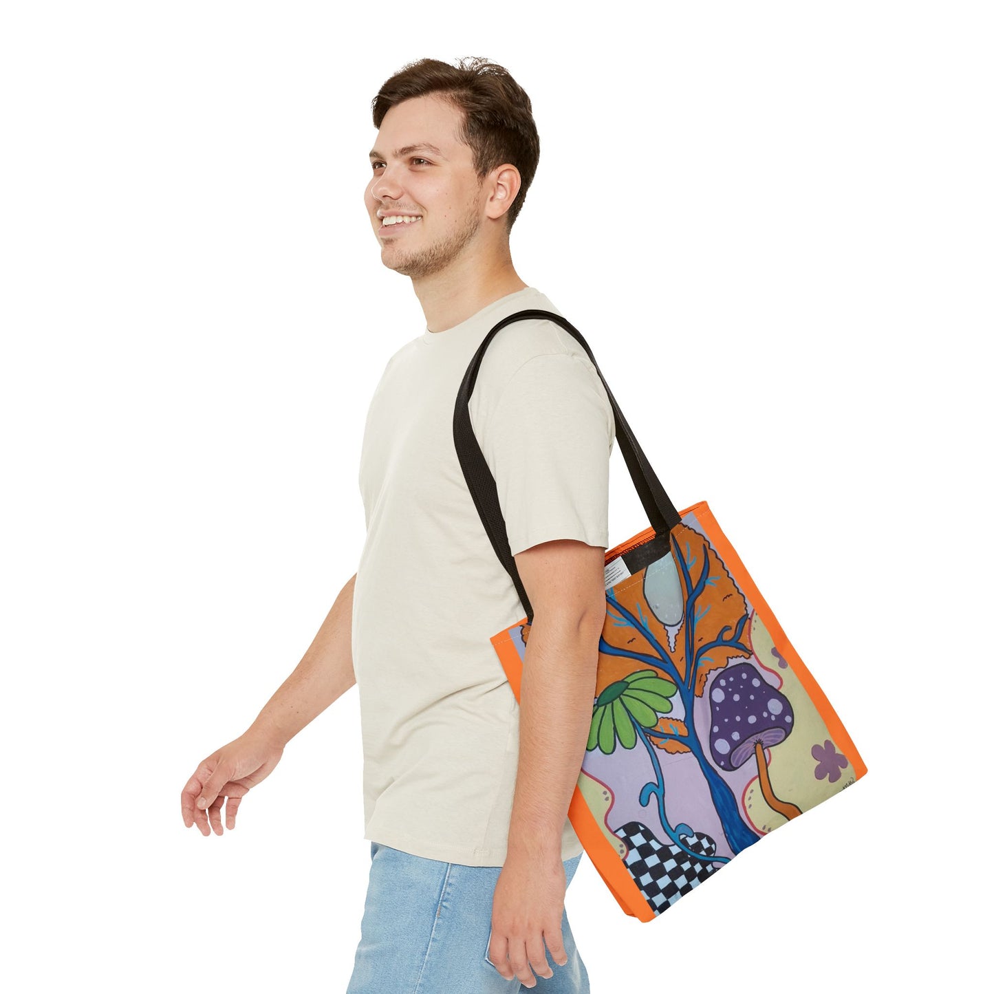 Mystical Mushroom Tote Bag (Peculiar Paintings Collection) ORANGE