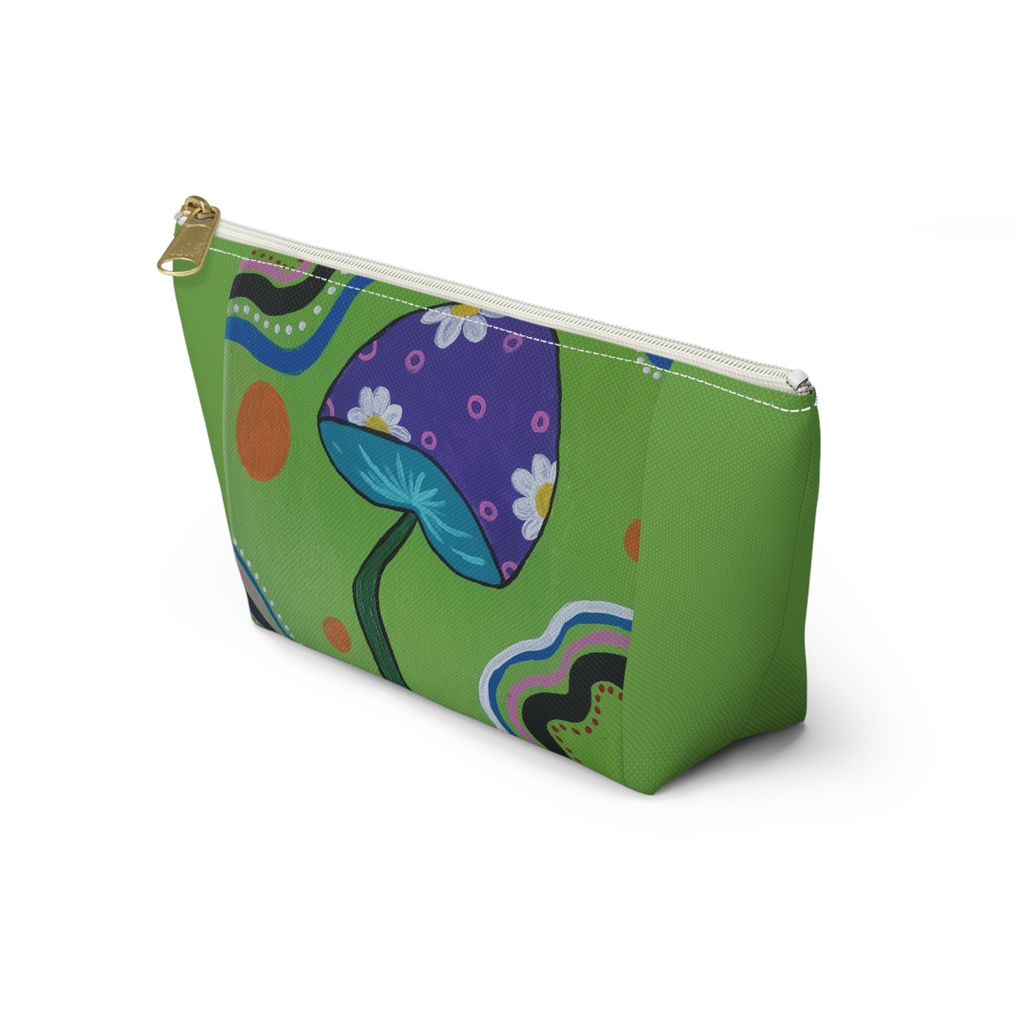 Marguerite Mushroom Pouch w T-bottom (Peculiar Paintings Collection) GREEN
