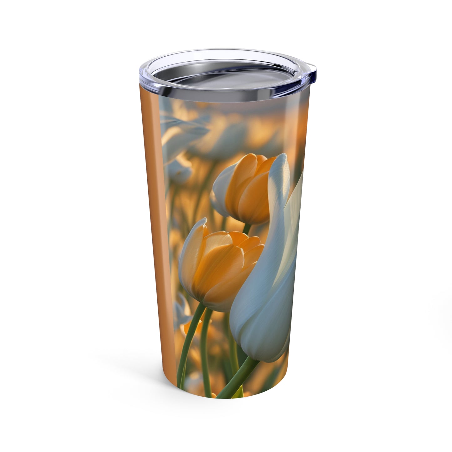 White Flower Tulip Tumbler 20oz (SP Photography Collection) BROWN