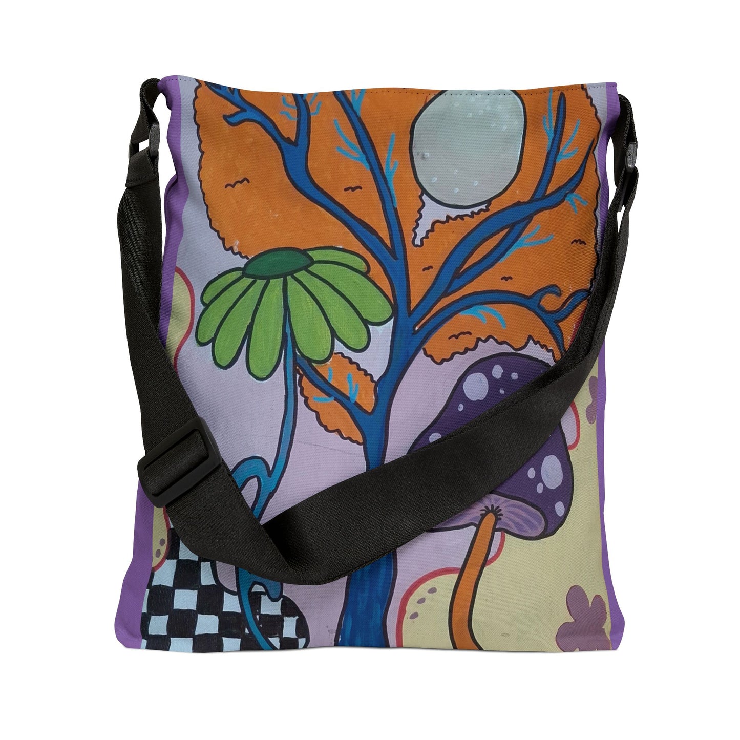 Mystical Mushroom Adjustable Tote Bag (Peculiar Paintings Collection) PURPLE
