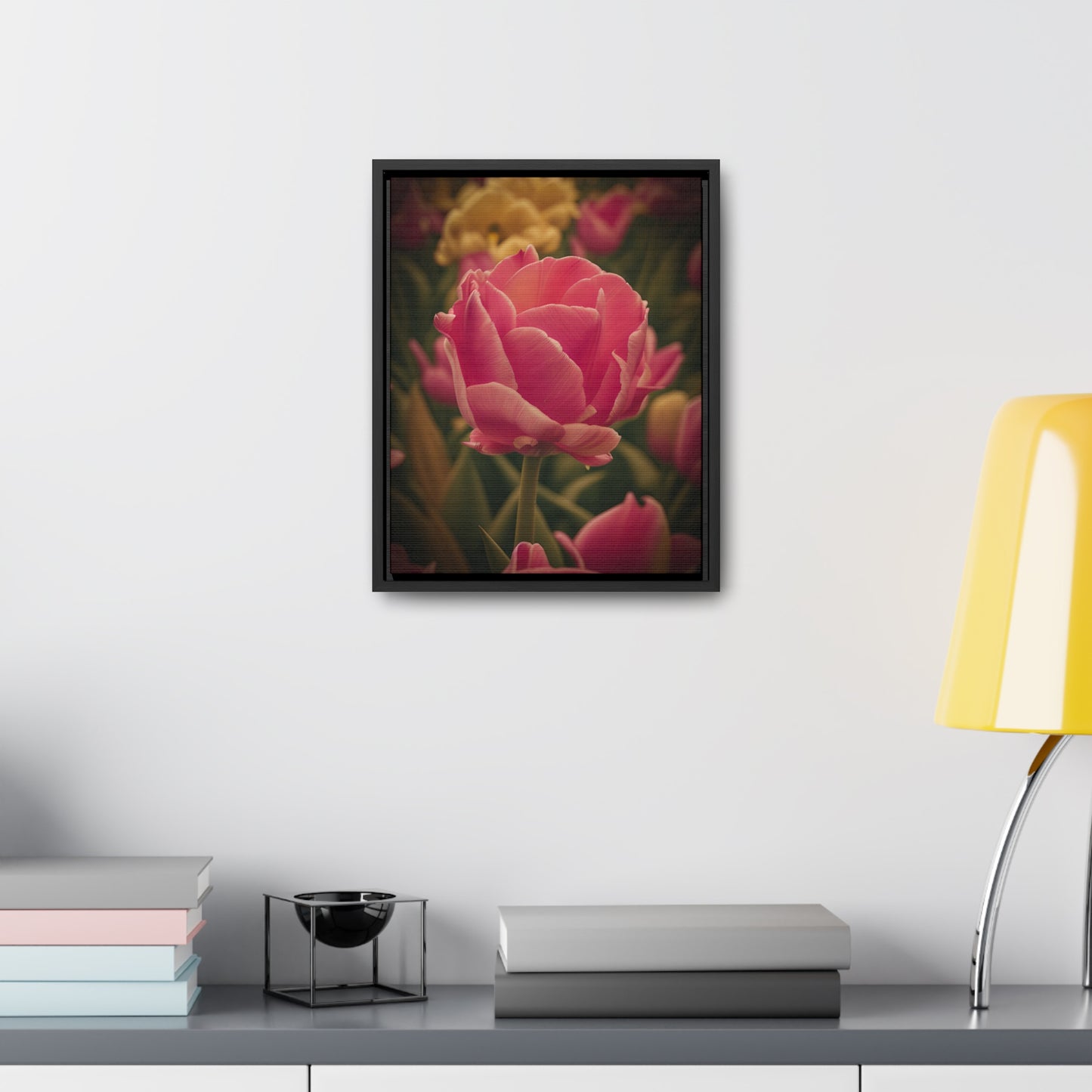 Pink Buttercup Canvas Wraps, Vertical Frame (SP Photography Collection) BLACK