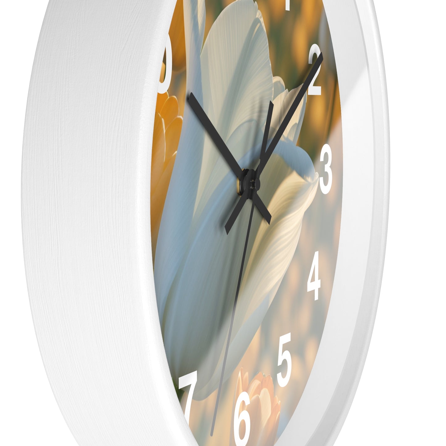 White Flower Tulip Wall Clock (SP Photography Collection)