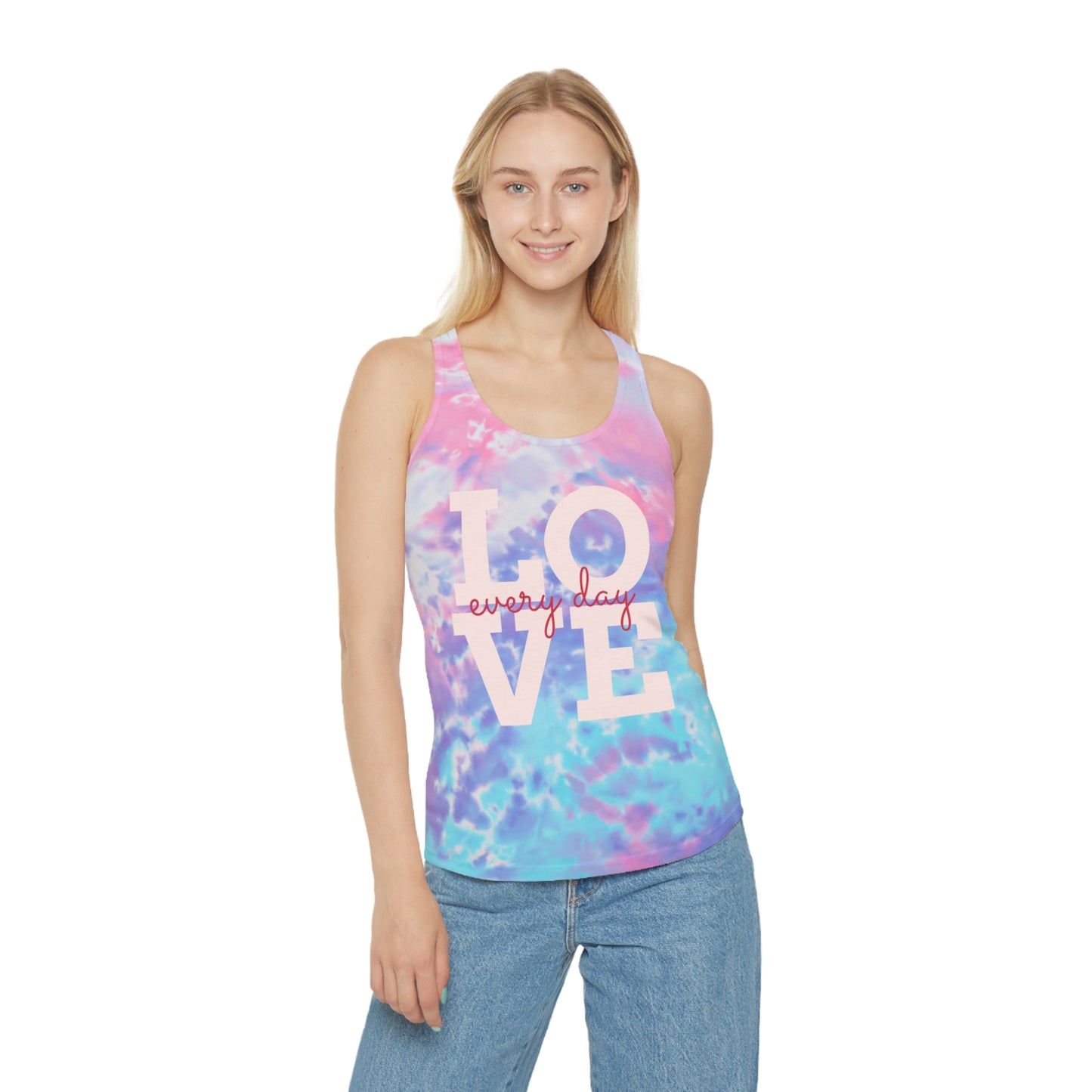 Love Tye Dye Graphic Racerback Tank Top (B & J Collections)