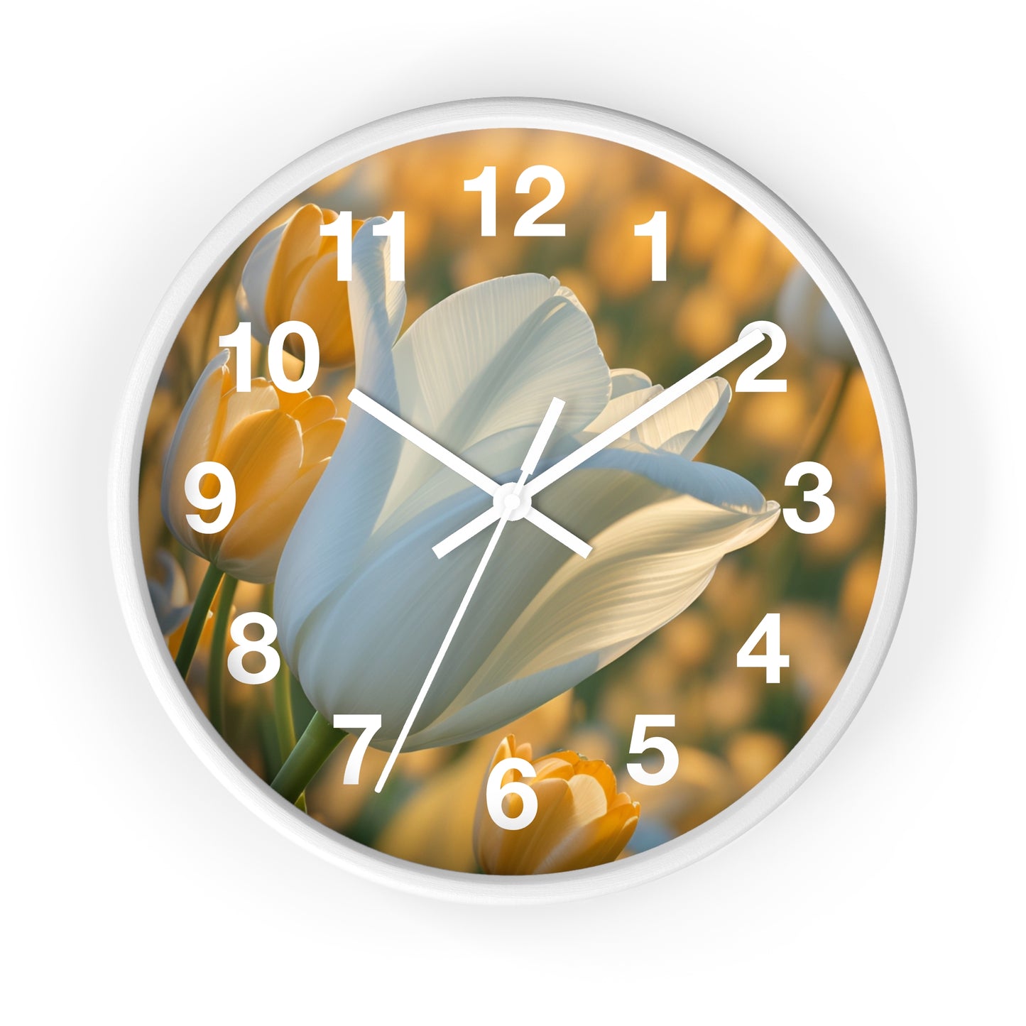 White Flower Tulip Wall Clock (SP Photography Collection)