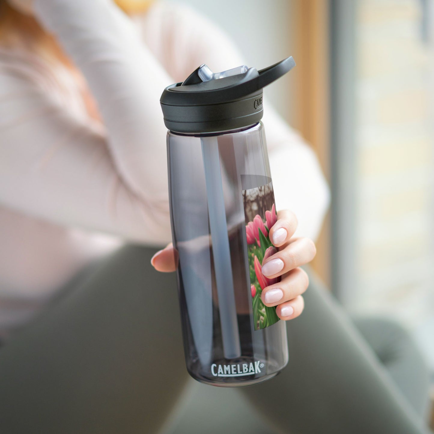 Pink Tulip CamelBak Eddy® Water Bottle, 25oz (SP Photography Collection)