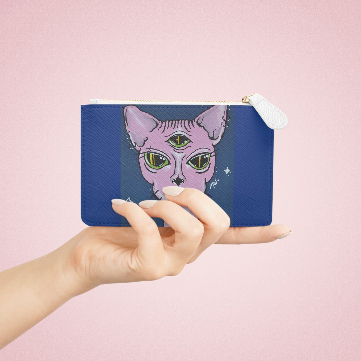 Madame Feline Mini Clutch Bag (Peculiar Paintings Collection) NAVY