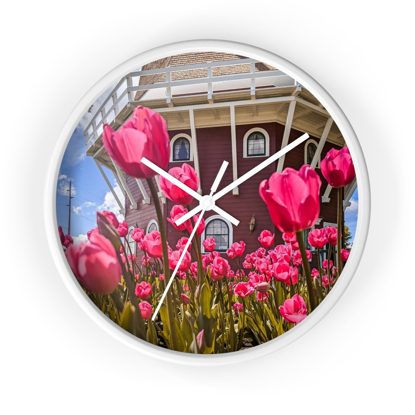 Windmill Pink Tulips Wall Clock (SP Photography Collection)