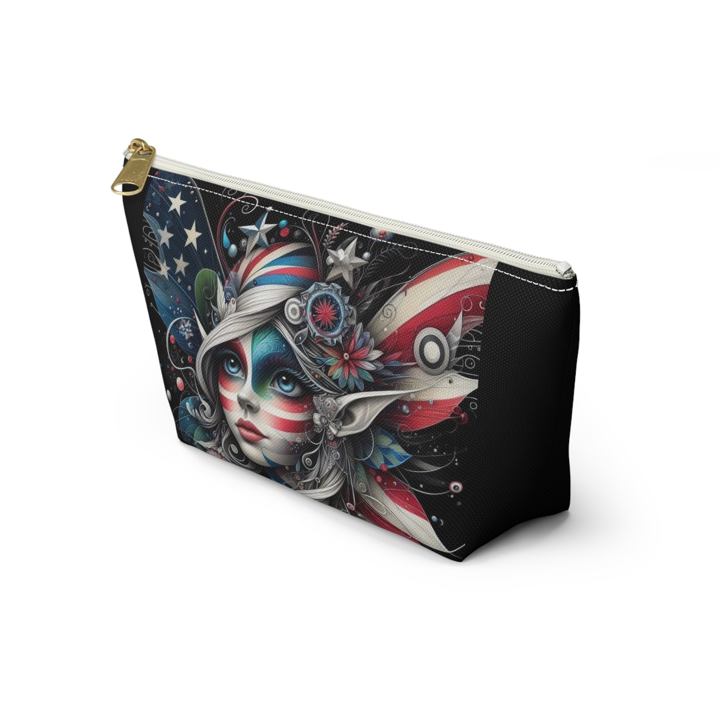 Patriotic Fairy of Hummingbird Accessory Pouch w T-bottom (aiB & J Collections) BLACK