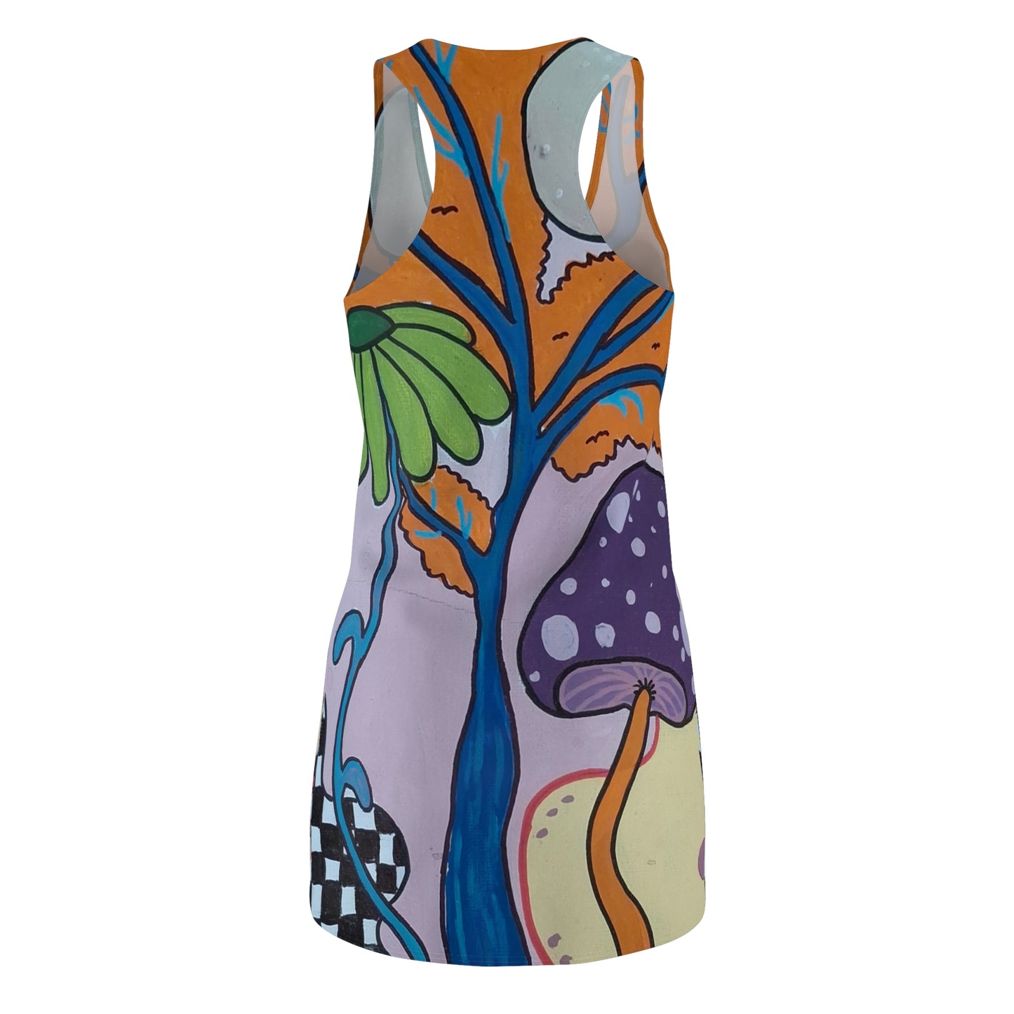 Mystic mushroom women's Cut & Sew Racer-back Dress (Peculiar Paintings Collection)