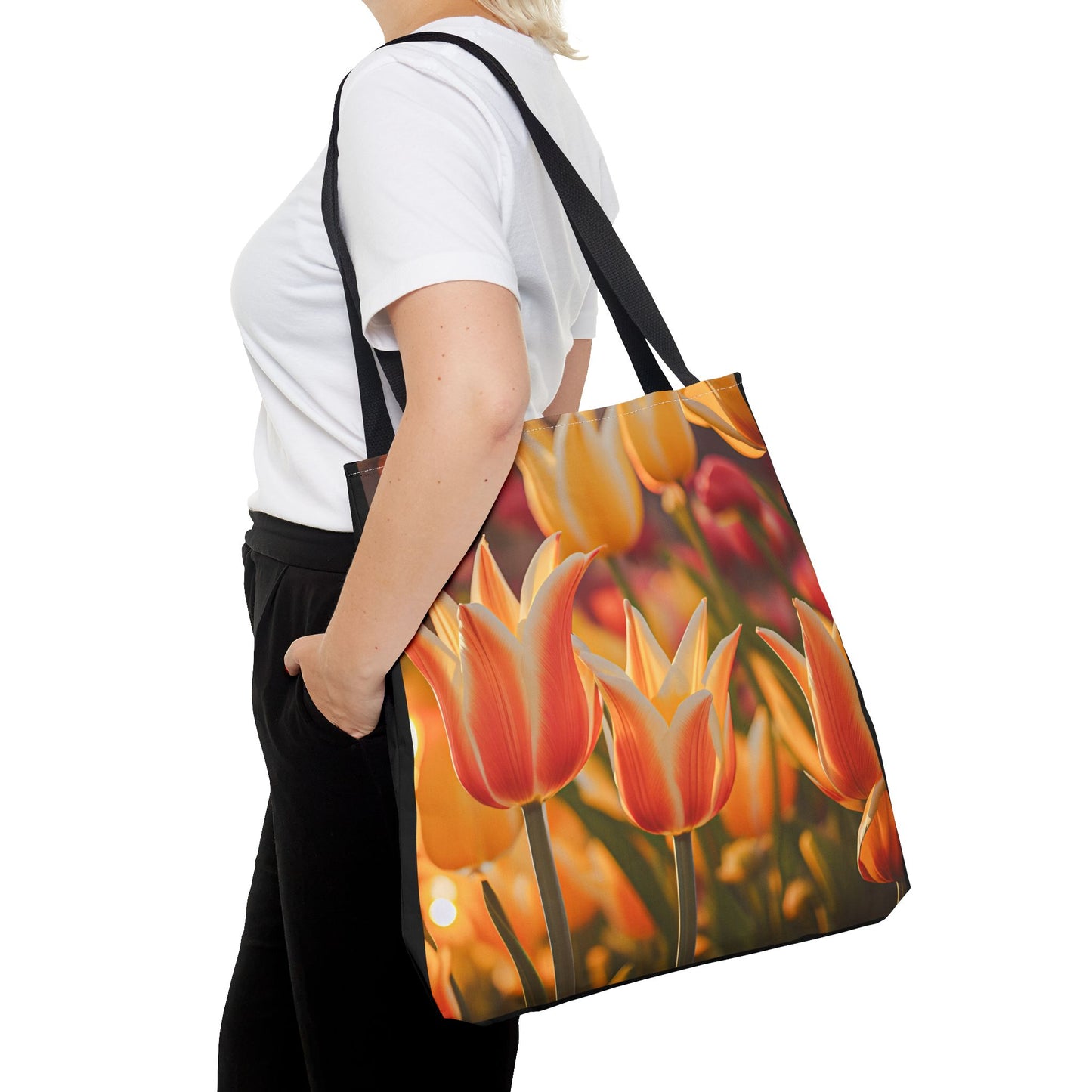 Mixed Orange Tulip Tote Bag (SP Photography Collection) BLACK