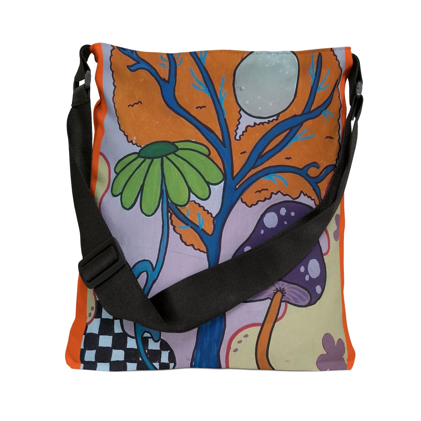 Mystical Mushroom Adjustable Tote Bag (Peculiar Paintings Collection) ORANGE