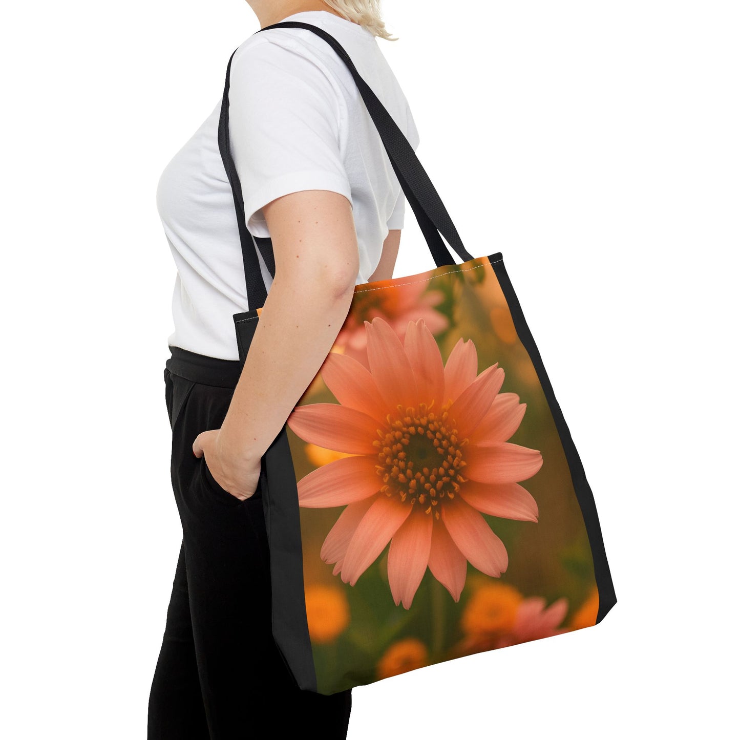 Pink Sunflower Tote Bag (SP Photography Collection) BLACK