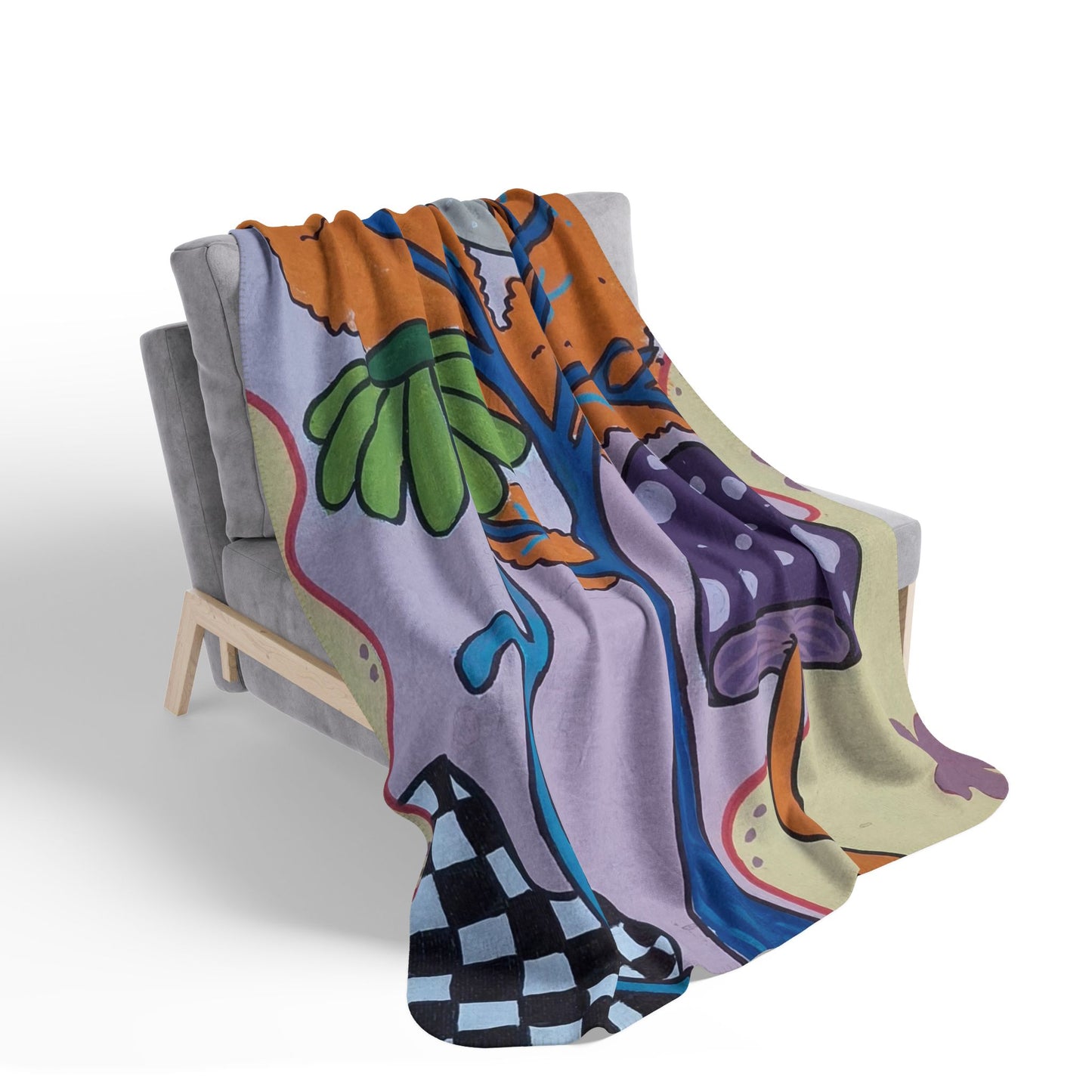 Mystic Mushroom Fleece Sherpa Blanket (Peculiar Paintings Collection)