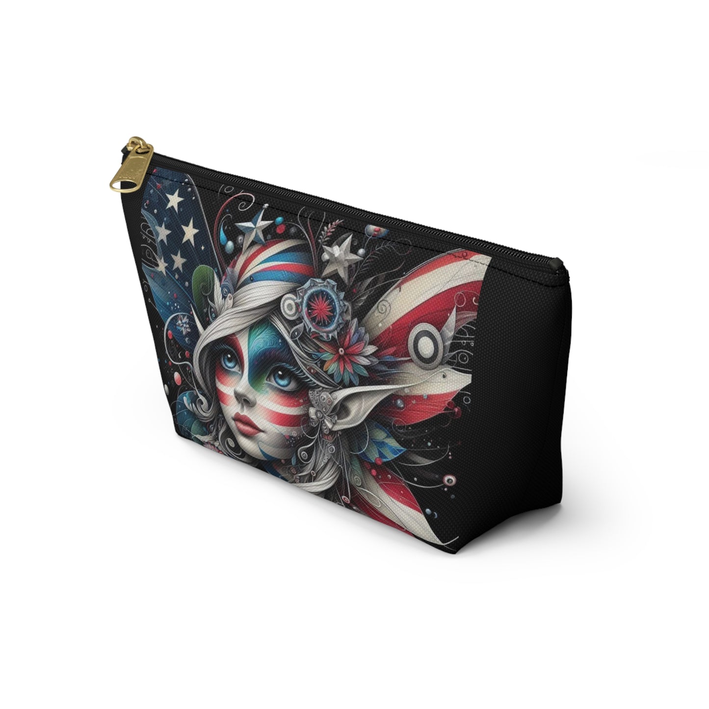 Patriotic Fairy of Hummingbird Accessory Pouch w T-bottom (aiB & J Collections) BLACK