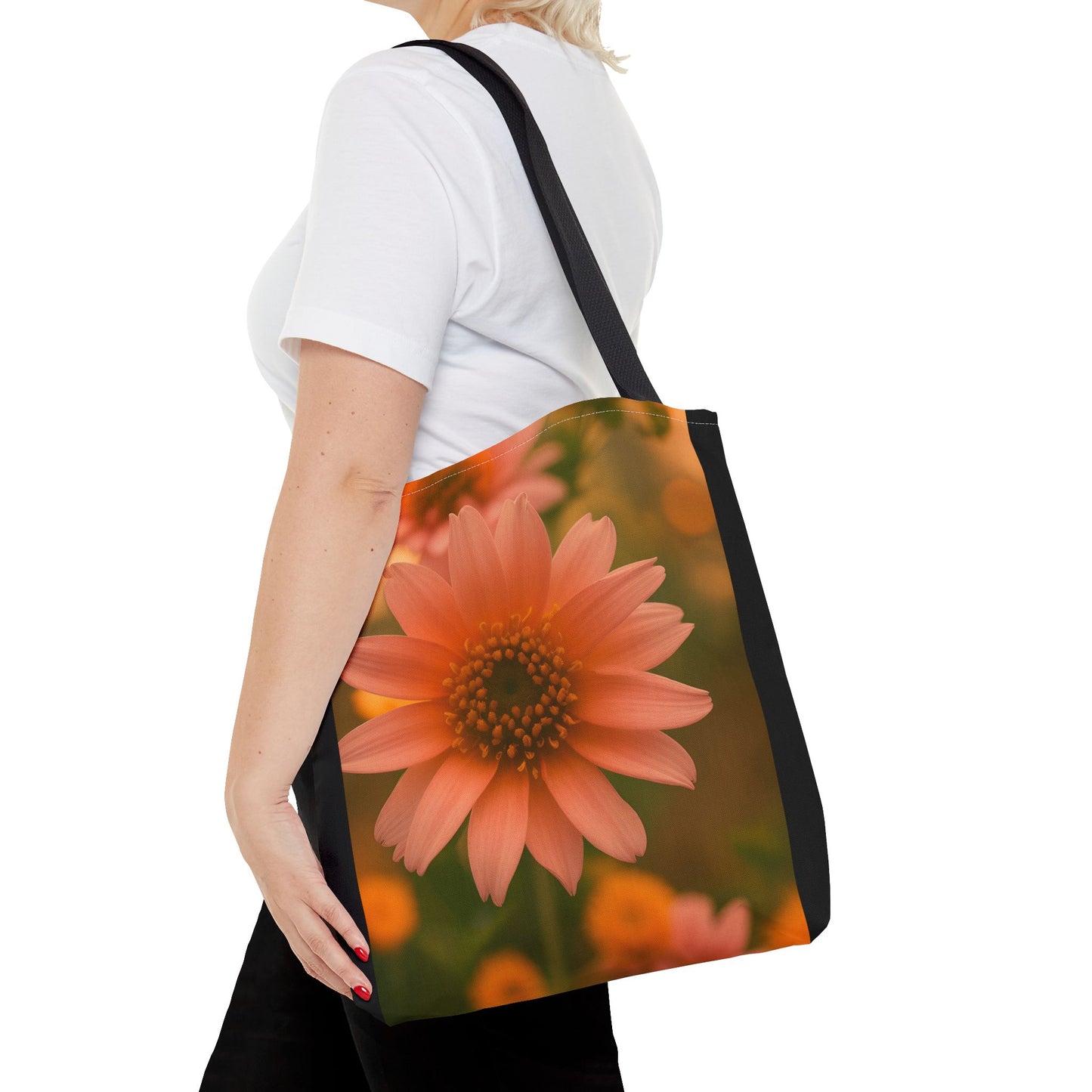 Pink Sunflower Tote Bag (SP Photography Collection) BLACK