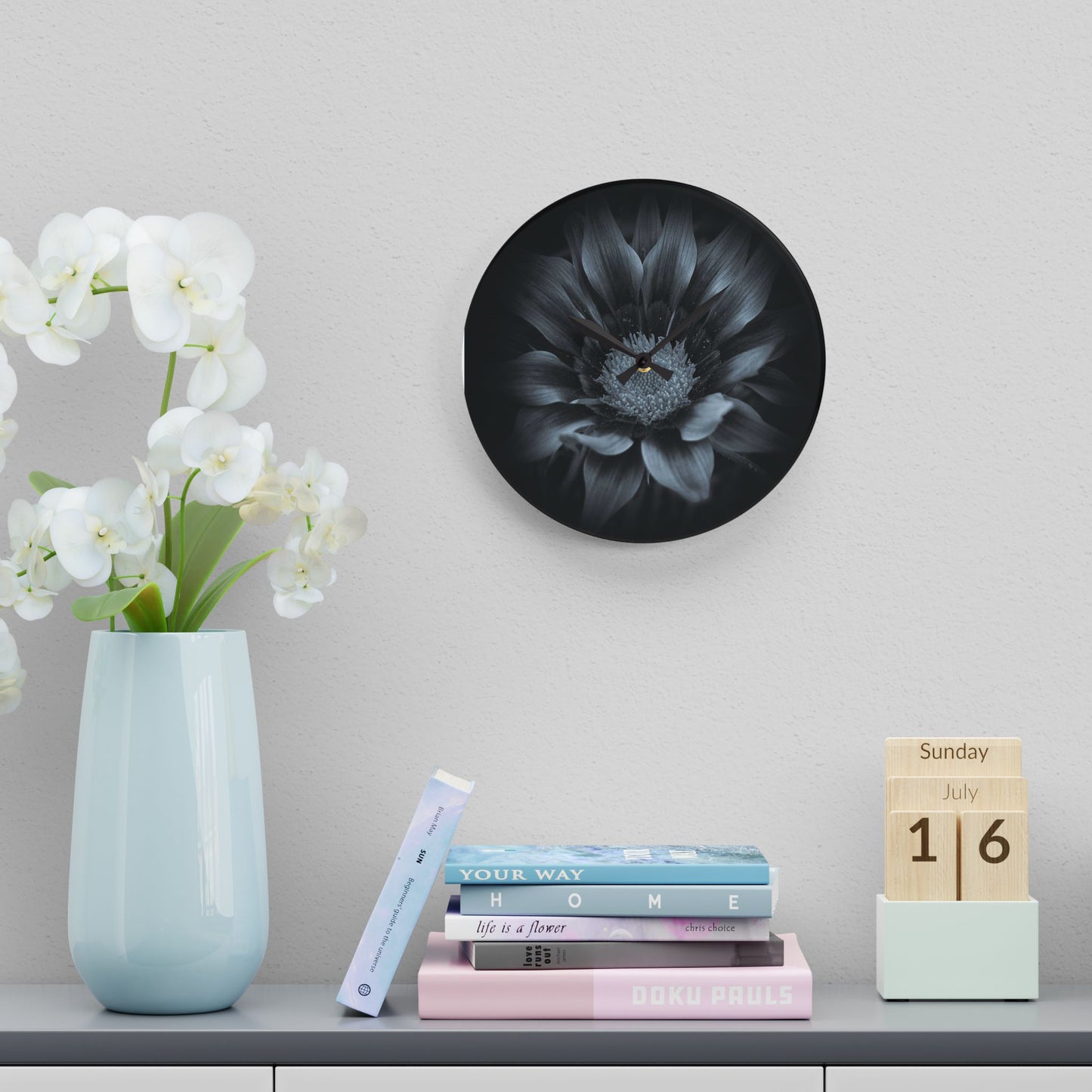 Midnight Bloom Acrylic Wall Clock (SP Photography Collection)