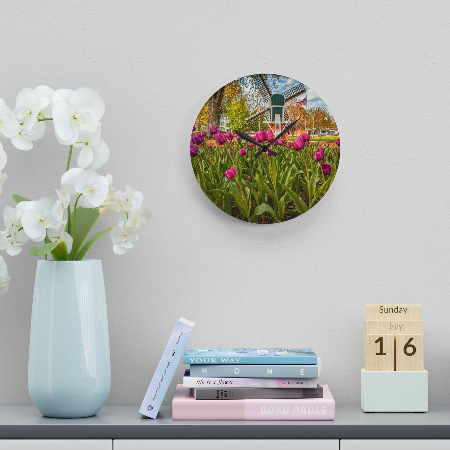 Windmill Tulip Acrylic Wall Clock (SP Photography Collection)