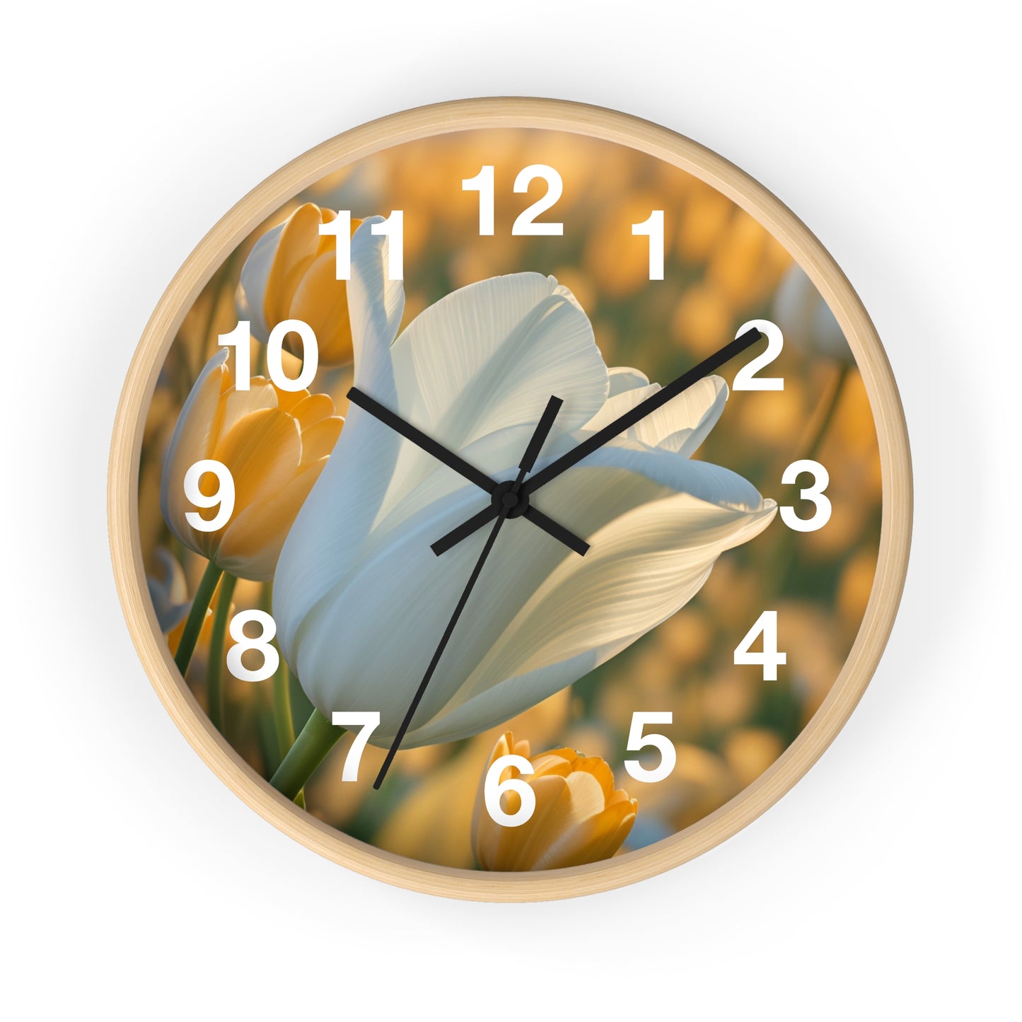 White Flower Tulip Wall Clock (SP Photography Collection)