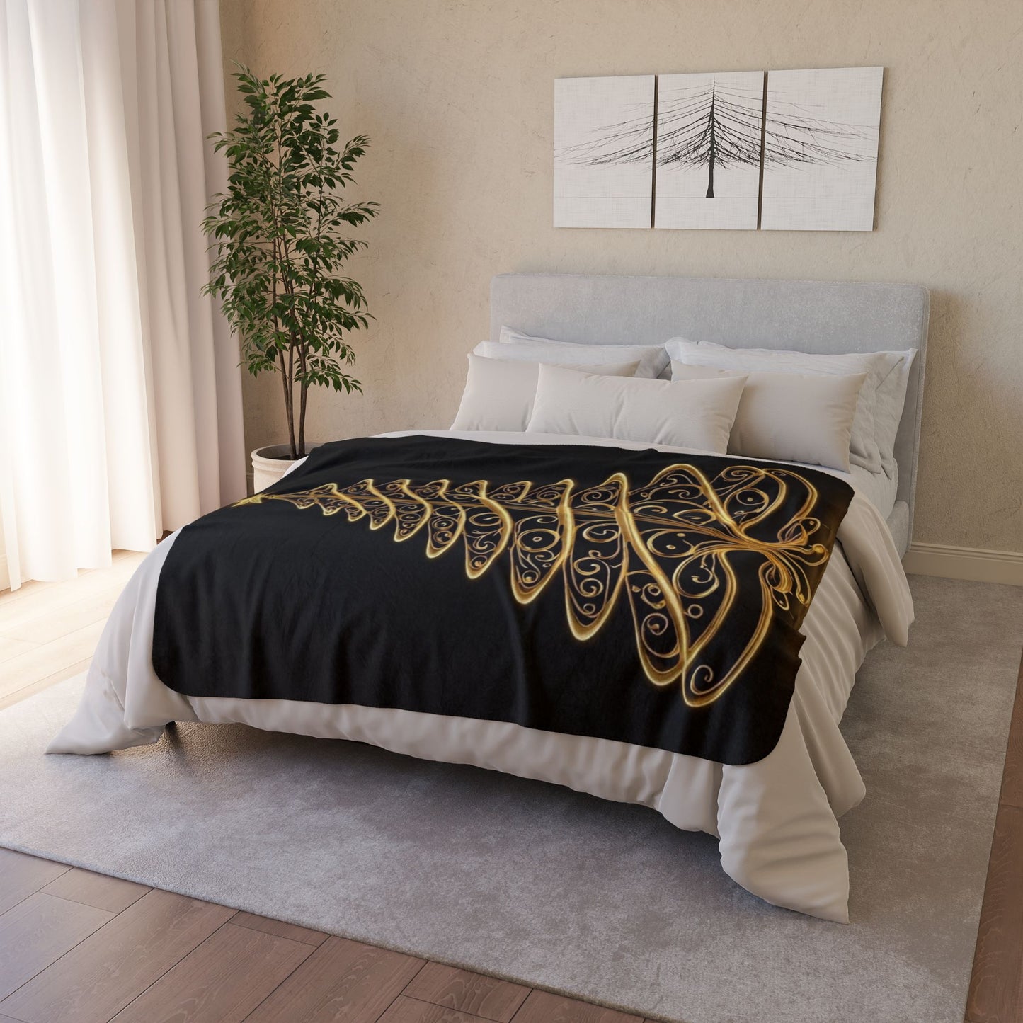 Golden Tree Fleece Sherpa Blanket (ai B & J Collections)