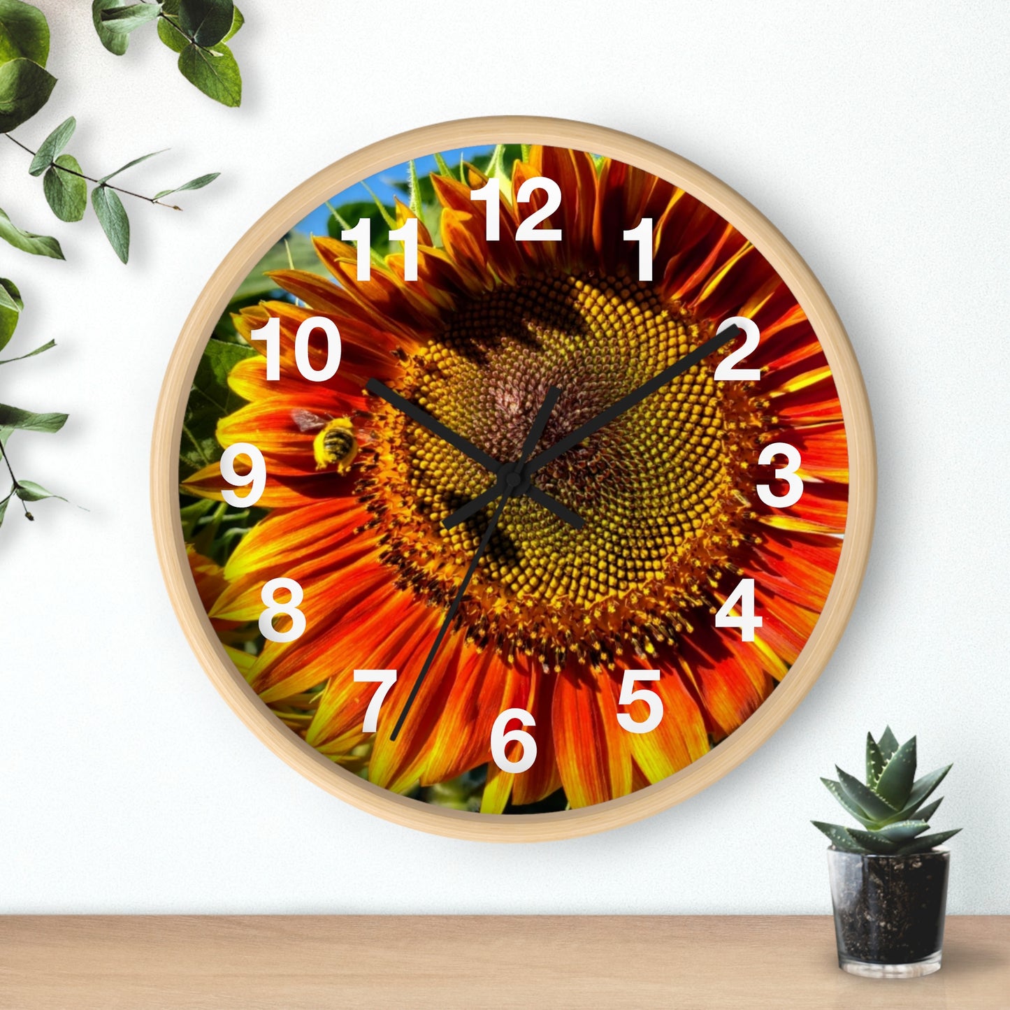 Bumble Bee Sunflower Wall Clock (Enchanted Exposures By Tammy Lyne)
