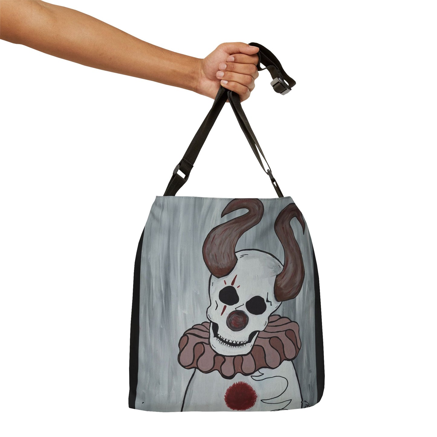 Toby The Clown Adjustable Tote Bag (Peculiar Paintings Collection) BLACK