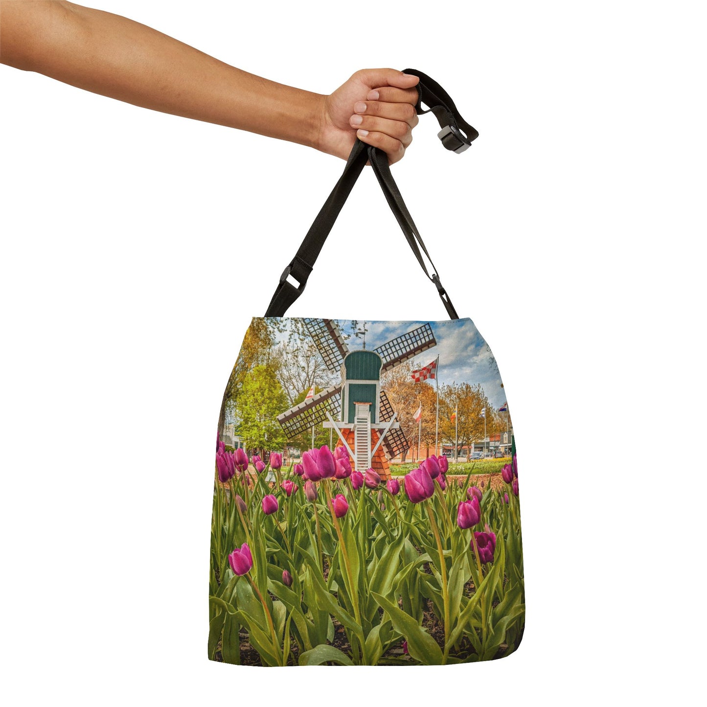 Windmill Tulip Adjustable Tote Bag (SP Photography Collection) GREEN