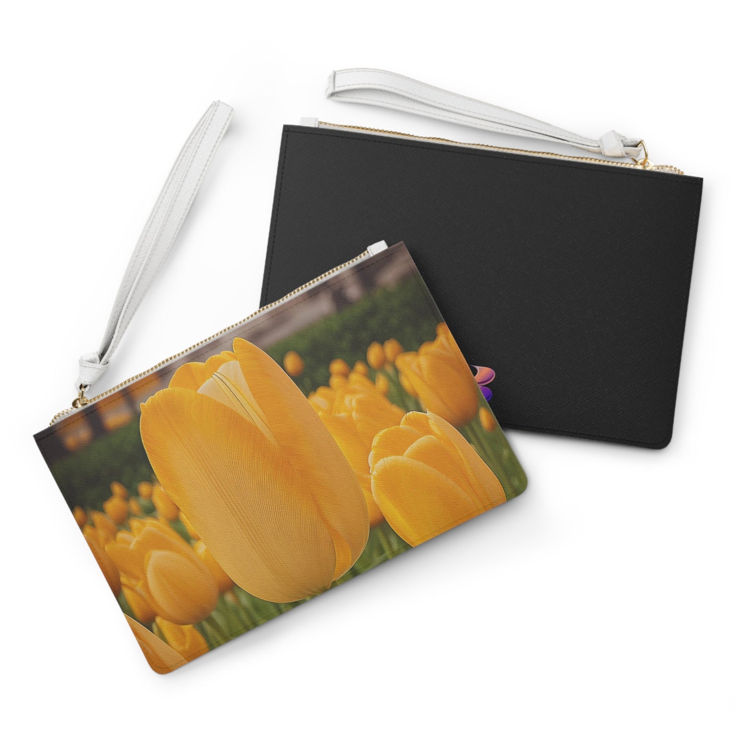 Yellow Tulip Large Clutch Bag (SP Photography Collection) BLACK