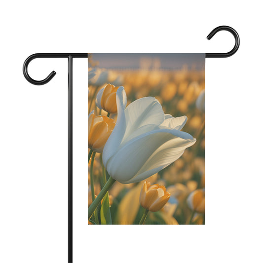 White Flower Tulip Flag Garden & House Banner (SP Photography Collection) (Pole not included)