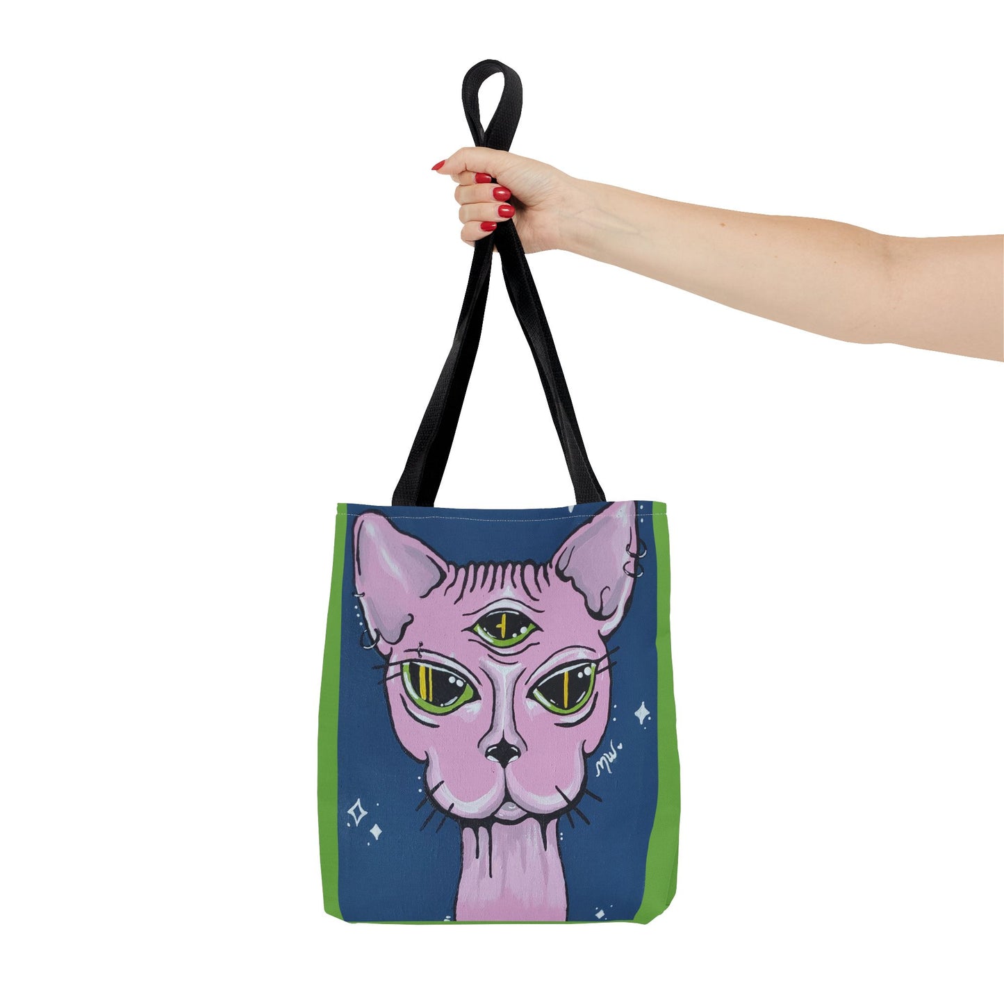 Madam Feline Tote Bag (Peculiar Paintings Collection) LIGHT GREEN