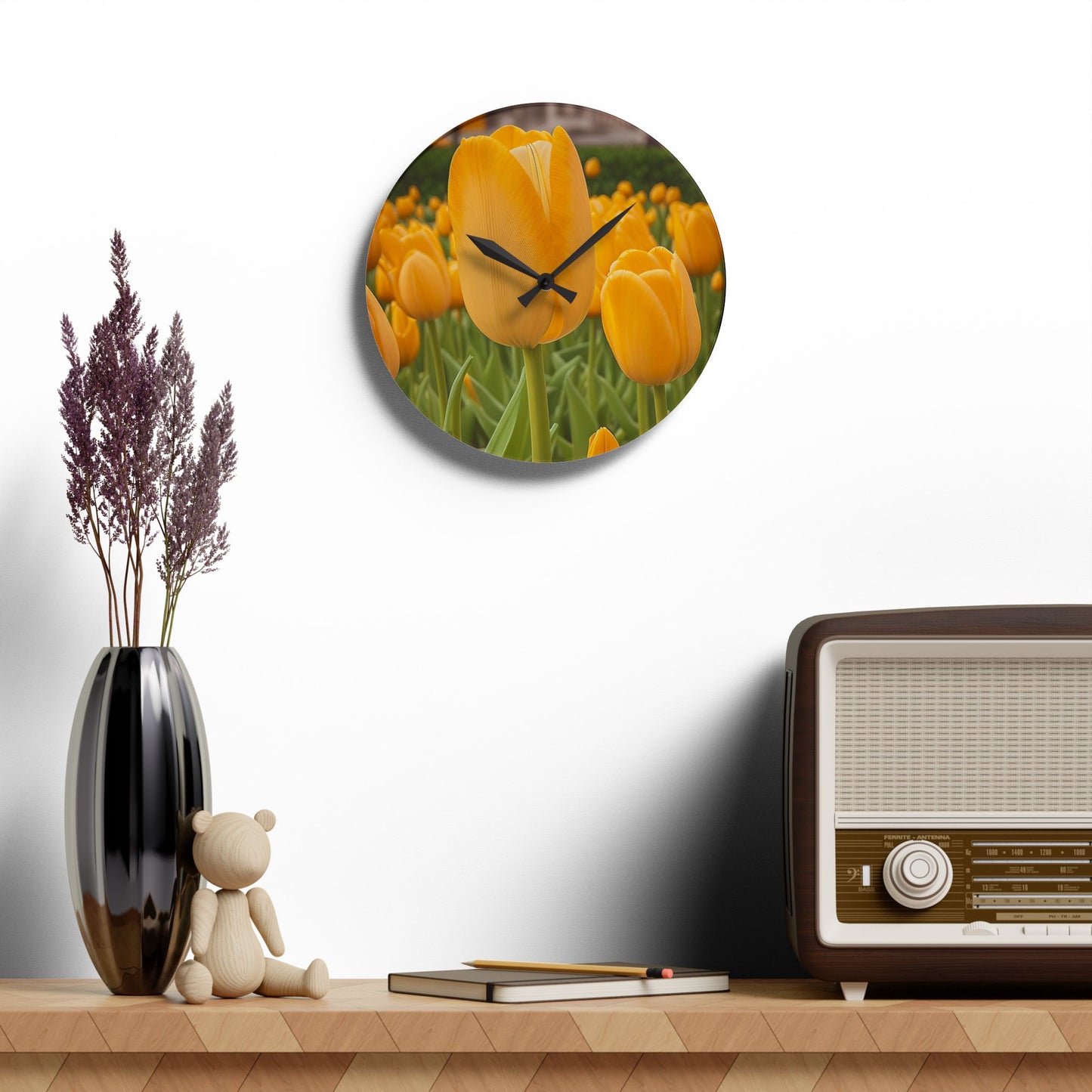Yellow Tulip Acrylic Wall Clock (SP Photography Collection)