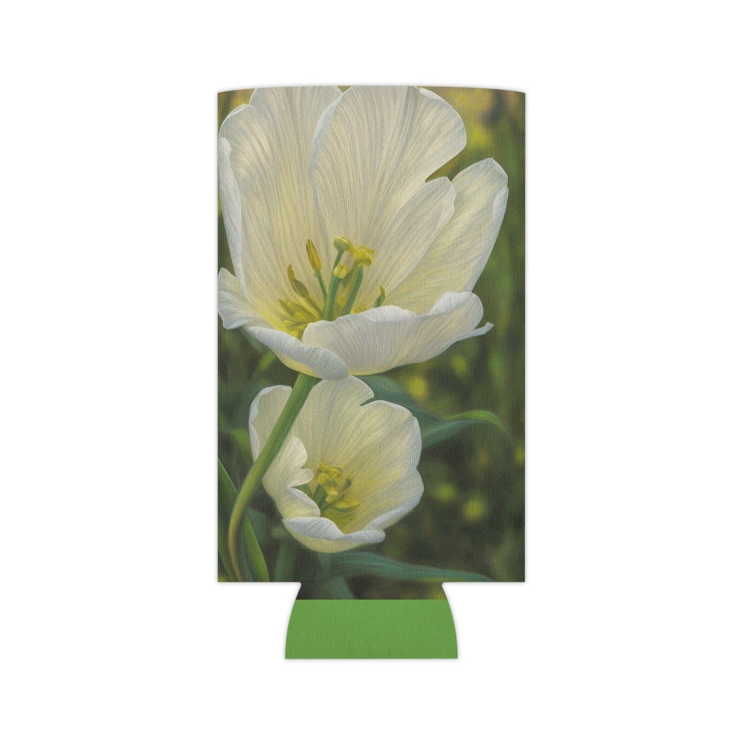 White Tulip Can Slim Cooler Sleeve (SP Photography Collection) GREEN