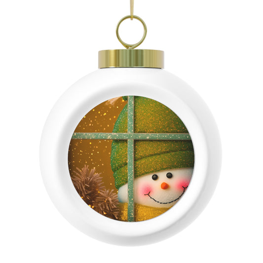 Peek A Boo Snowman Ceramic Christmas Ornament (SP Photography Collection)