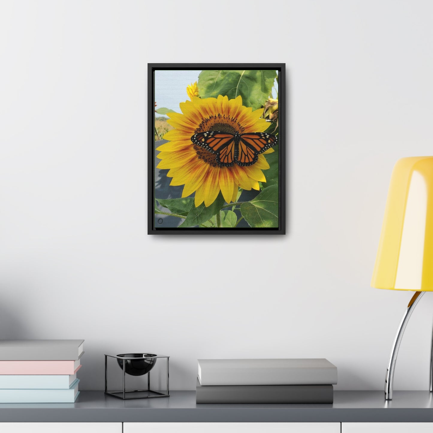 Happy Sunflower Canvas Wraps, Vertical Frame (Enchanted Exposures By Tammy Lyne)