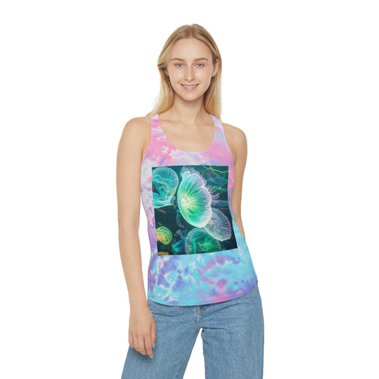 Purple jellyfish Tye Dye Racerback Tank Top (ai B & J Collections)