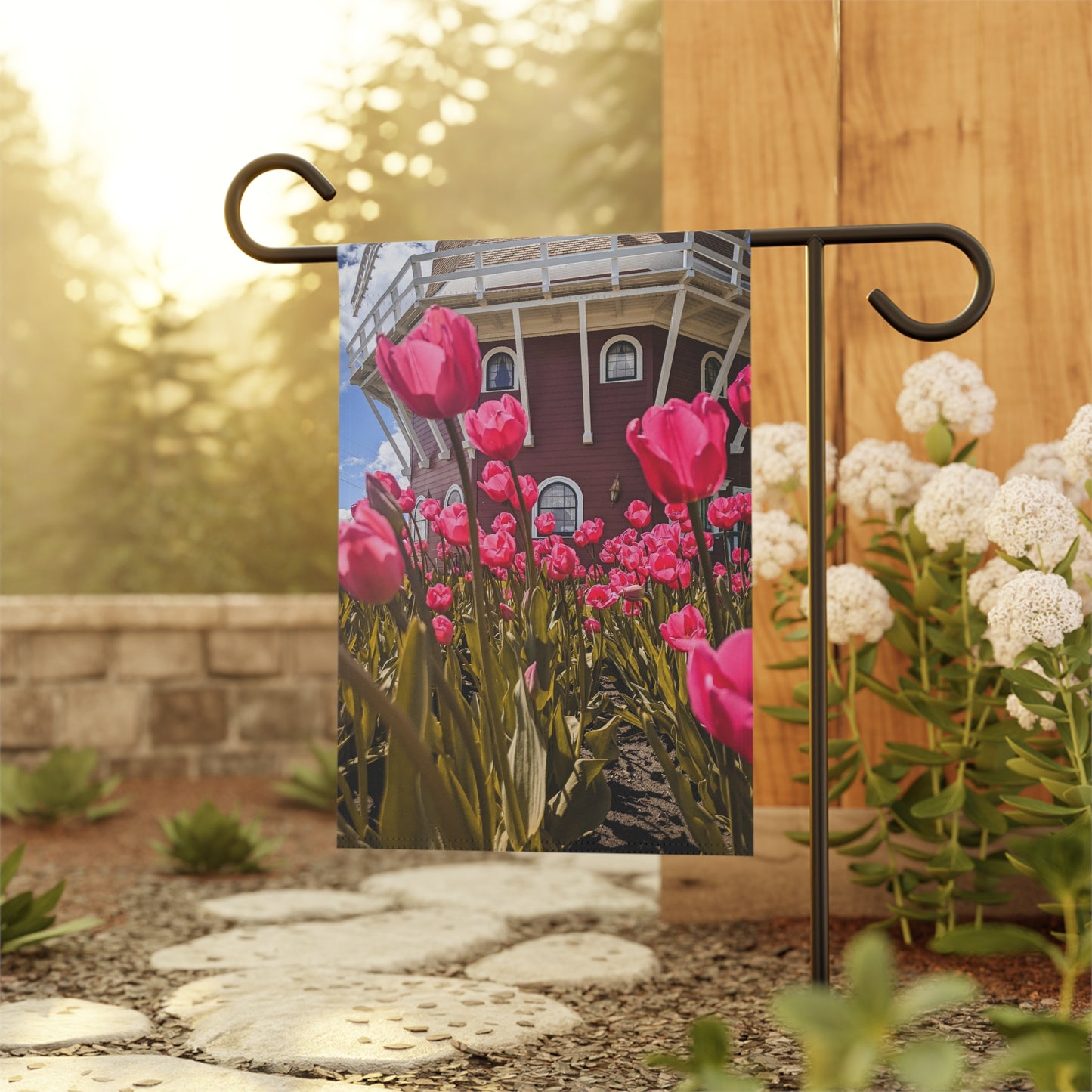 Windmill Pink Tulip Flag Garden & House Banner (SP Photography Collection) (Pole not included)