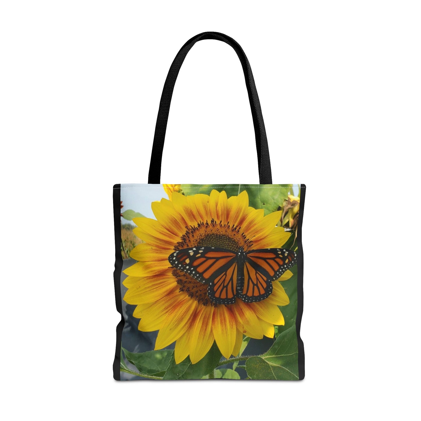 Happy Sunflower Butterfly Tote Bag (Enchanted Exposures By Tammy Lyne) BLACK