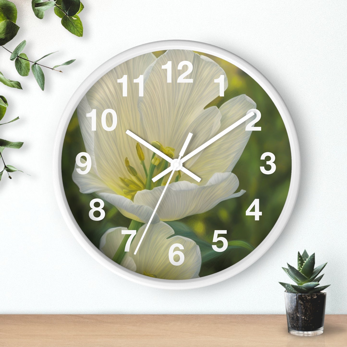 White Tulip Wall Clock (SP Photography Collection)