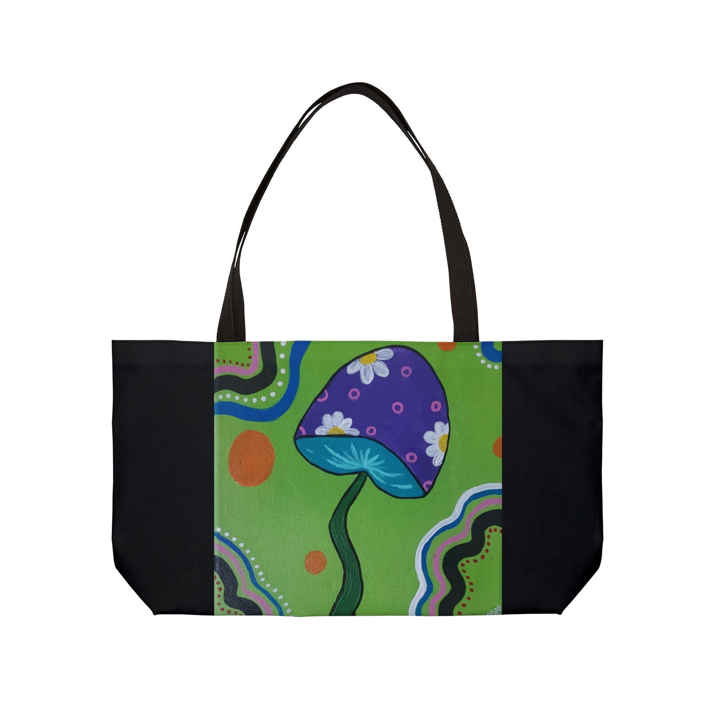 Marguerite Mushroom Weekender Tote Bag (Peculiar Paintings Collection) BLACK