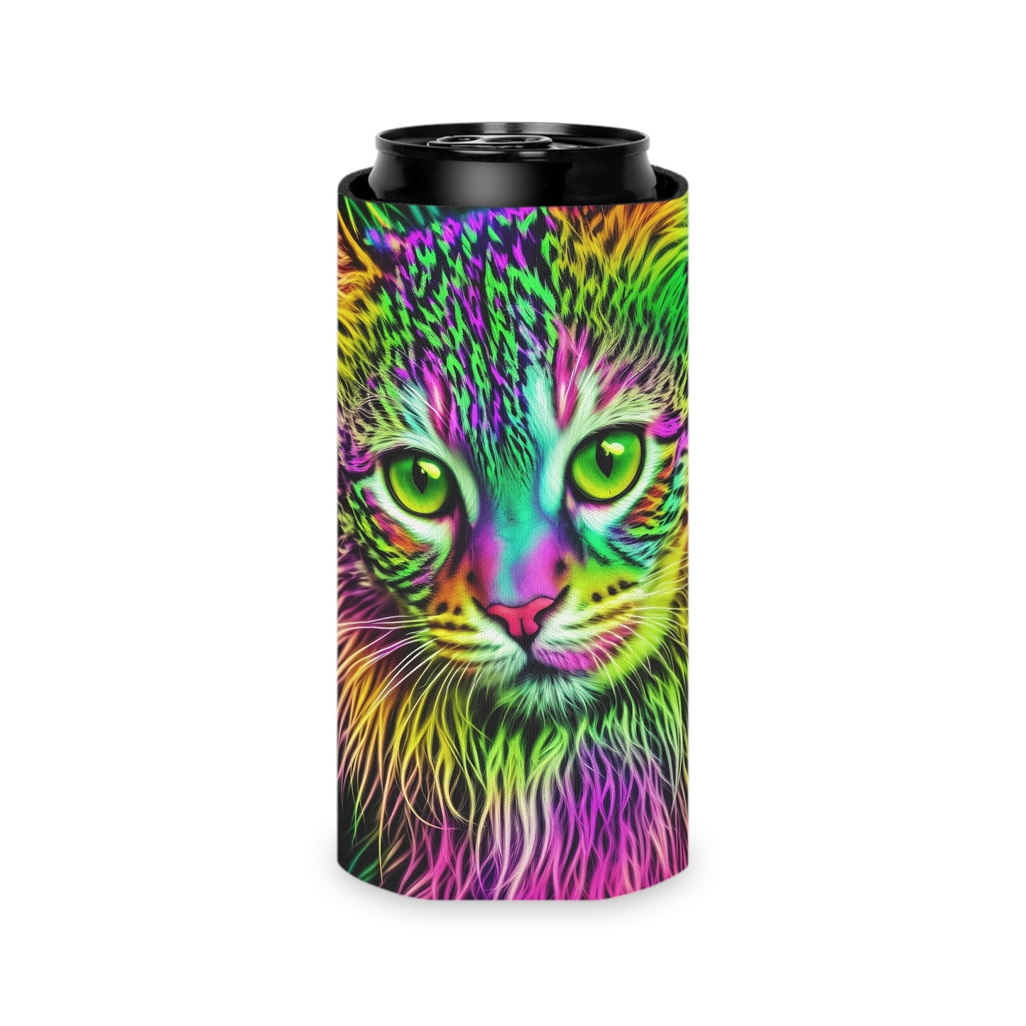 Colorful Kitty Slim Can Cooler Sleeve (SP Photography Collection) BLACK