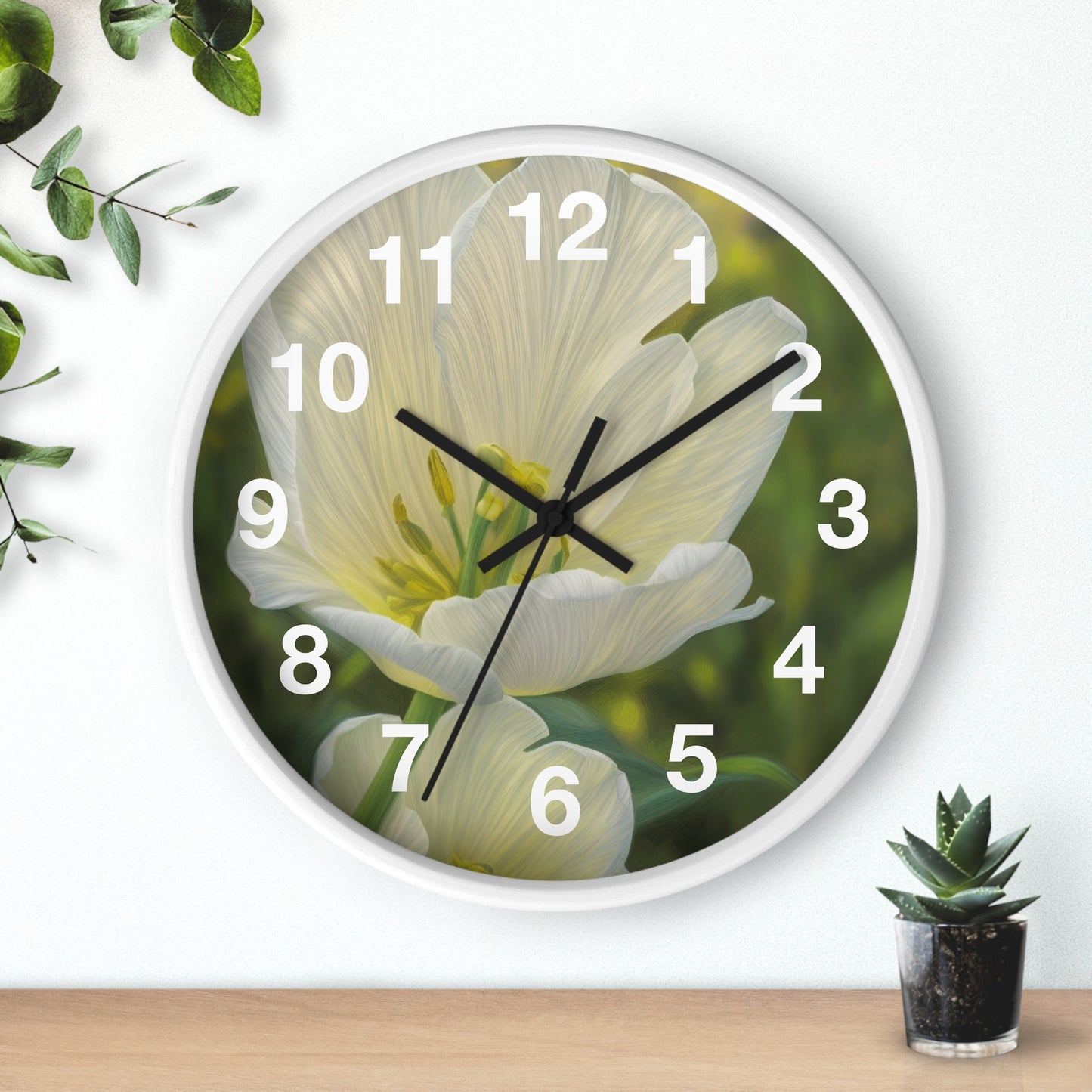 White Tulip Wall Clock (SP Photography Collection)