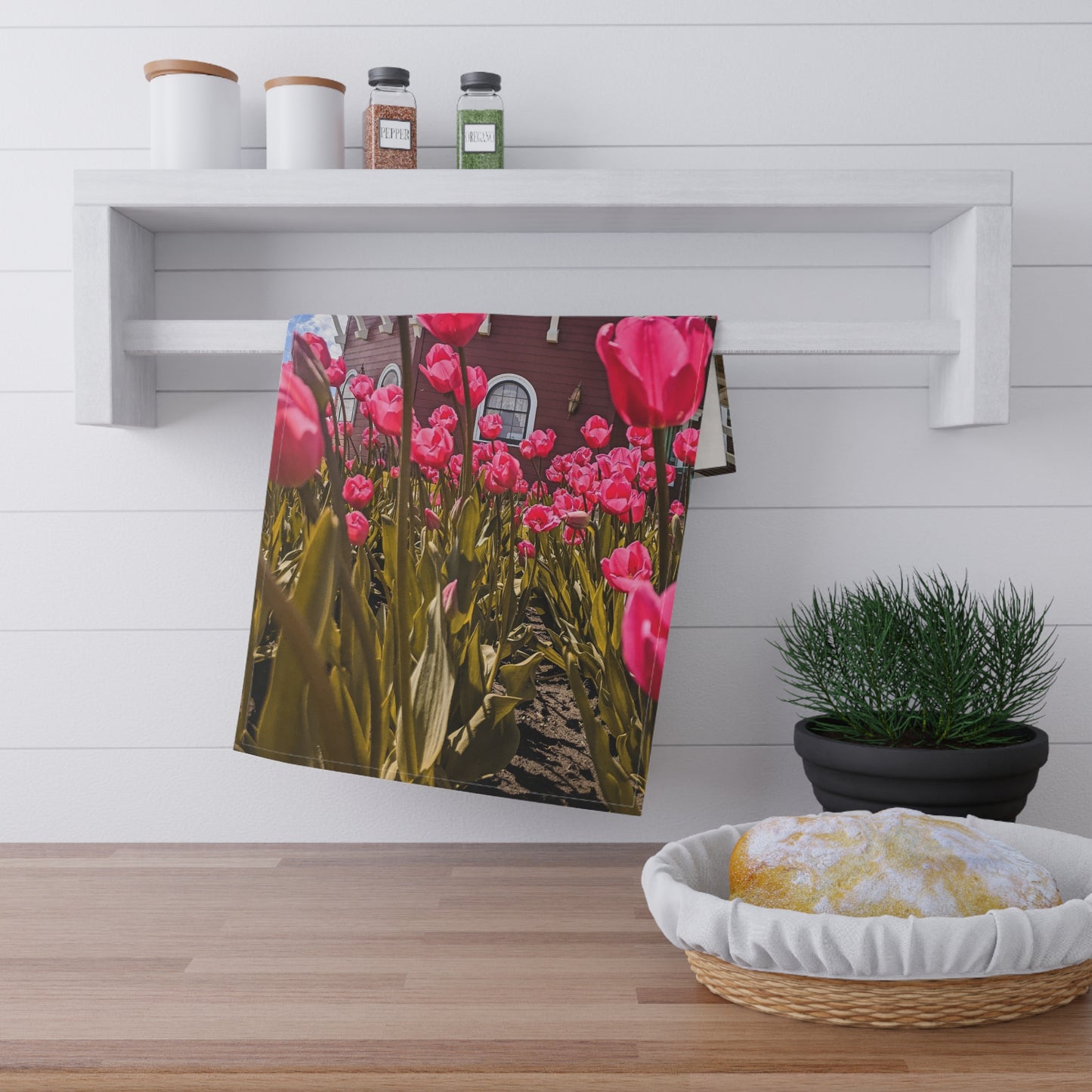 Windmill Pink Tulips Kitchen Towel (SP Photography Collection)