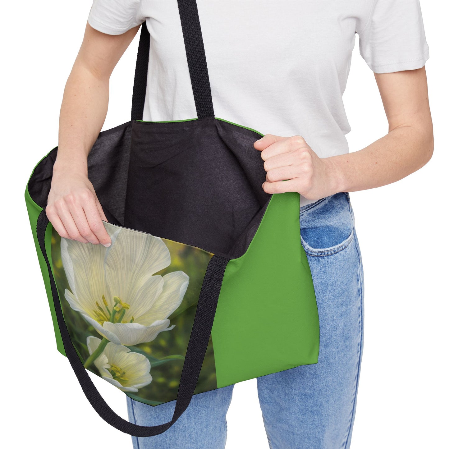 White Tulip Weekender Tote Bag (SP Photography Collection) GREEN