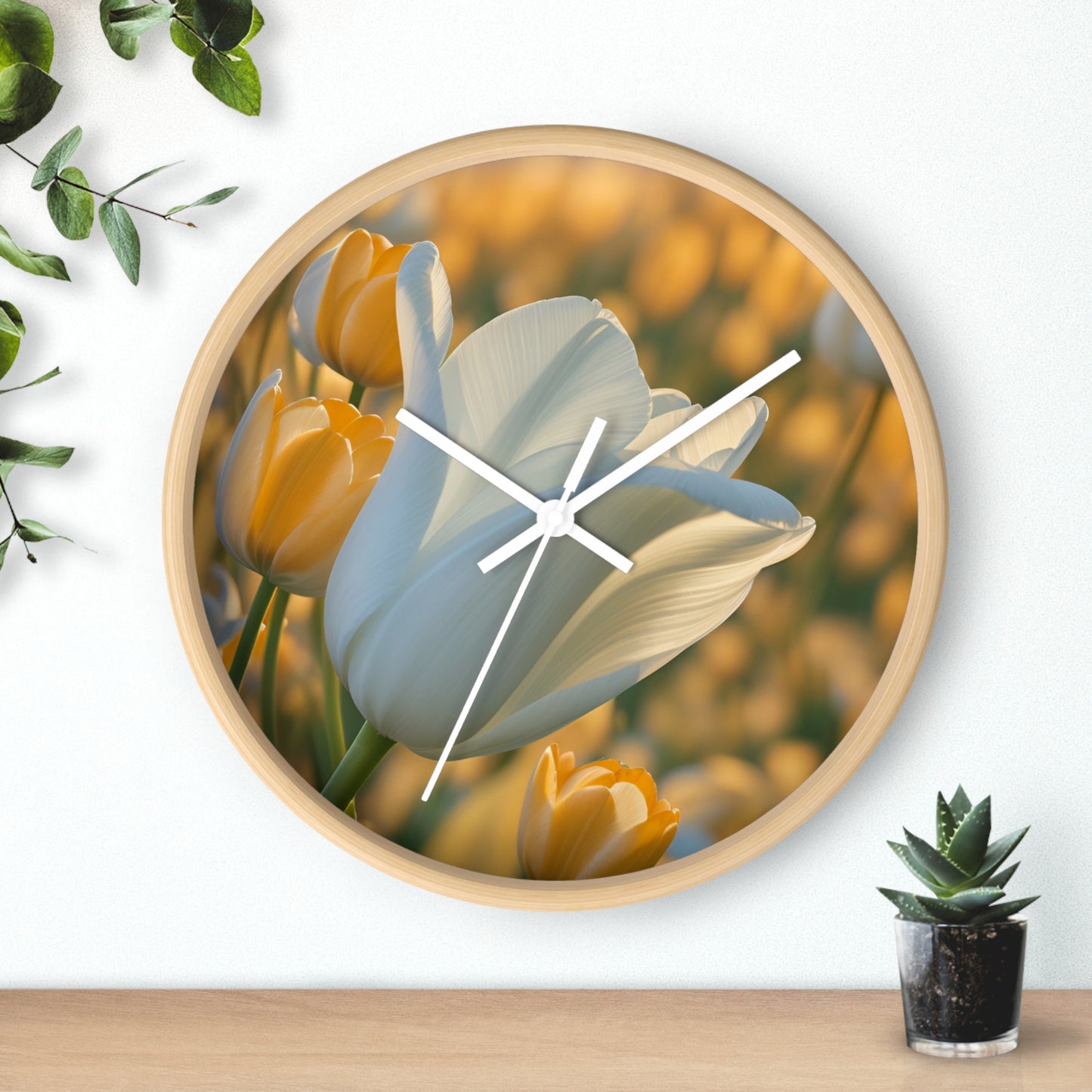 White Flower Tulip Wall Clock (SP Photography Collection)