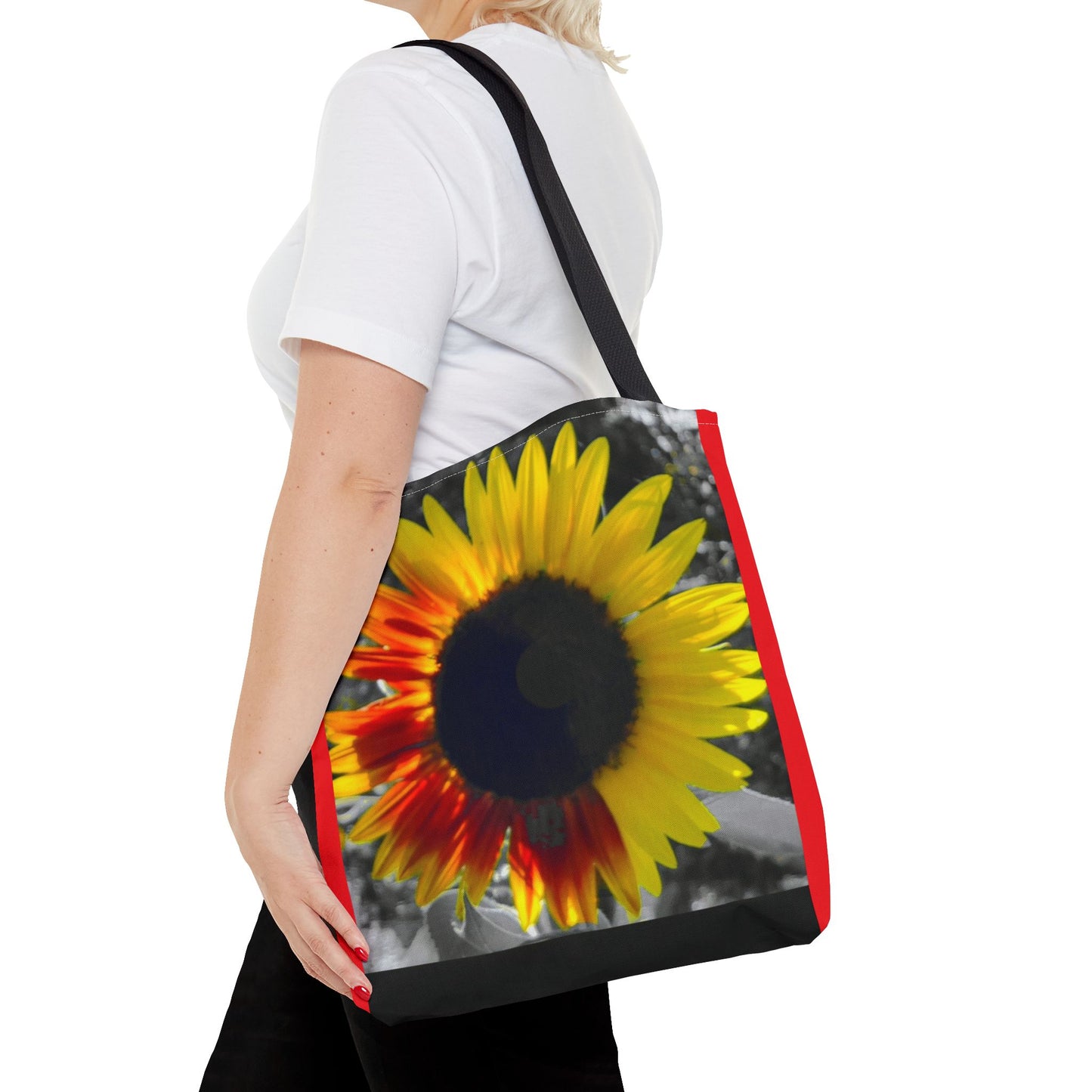 Mixed Sunflower Butterfly Tote Bag (Enchanted Exposures By Tammy Lyne) RED