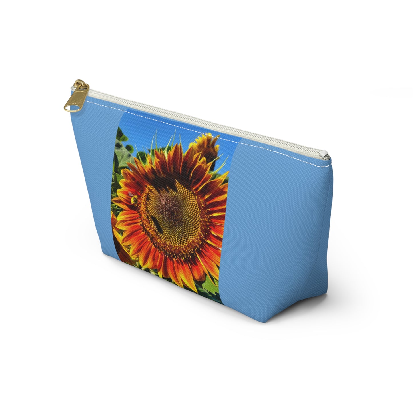 Bumble Bee Sunflower Accessory Pouch w T-bottom (Enchanted Exposures By Tammy Lyne Collection) BLUE